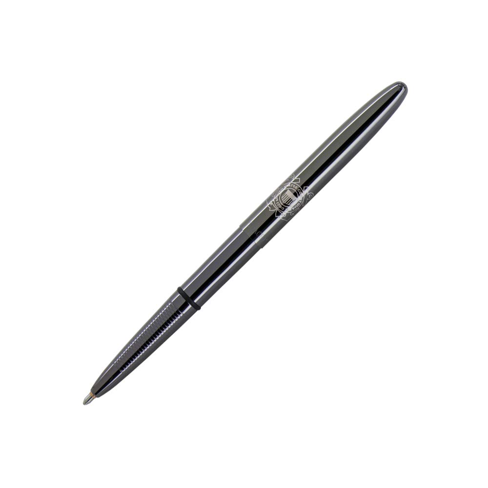 Fisher Space Pen Bullet Pen - Black Titanium with Laser Engraved U.S. Coast Guard Insignia - Premium Gift Box - Perfect for Military Gifts, Collectors & Everyday Carry (EDC)