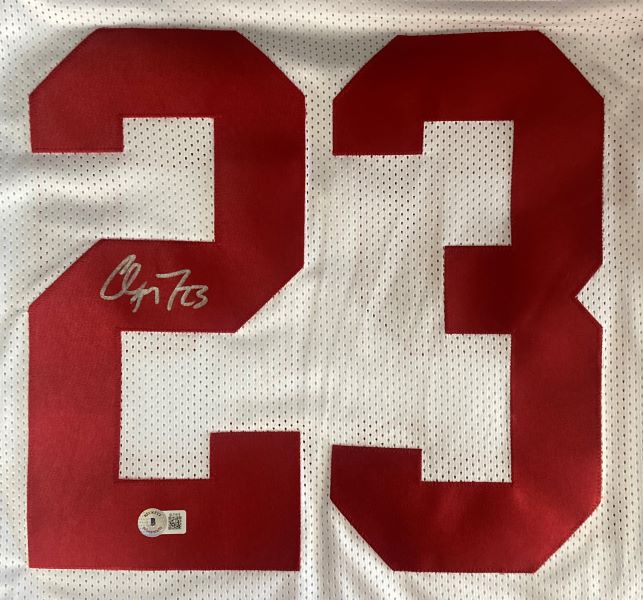 Authentic Christian McCaffrey San Francisco 49ers Signed White Football Jersey - Limited Edition Collectible for NFL Fans, Sports Memorabilia & Home Decor