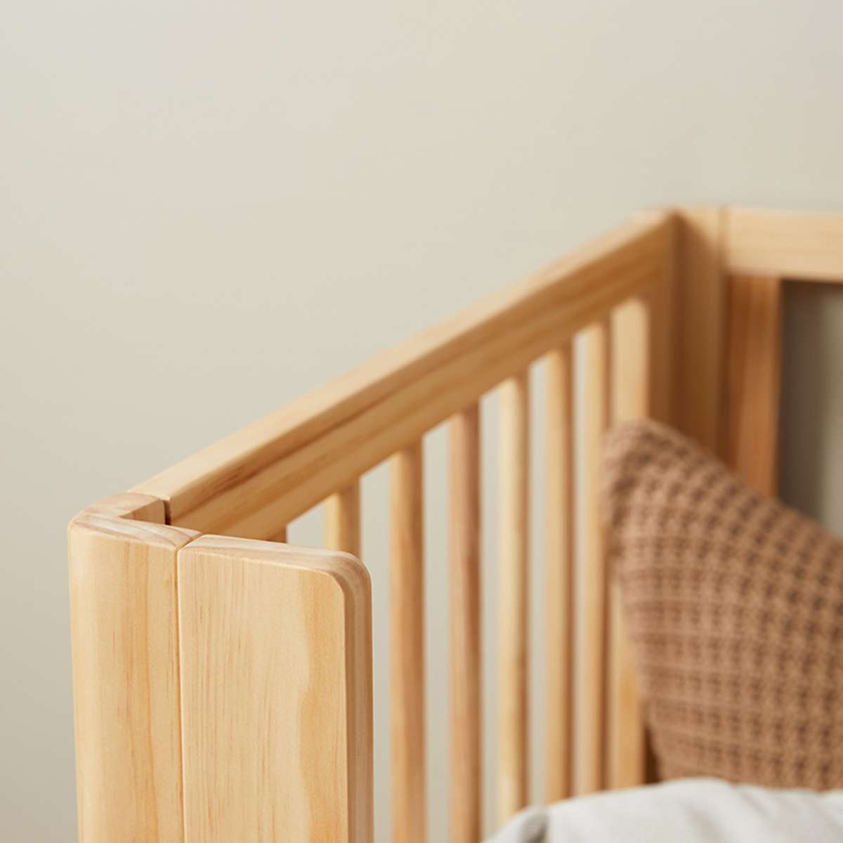 Fraser Coastal Cot Toddler Bed Half Frame - Natural Wood Convertible Crib for Babies & Toddlers | Safe Nursery Bedroom Furniture for Daycare or Home Use