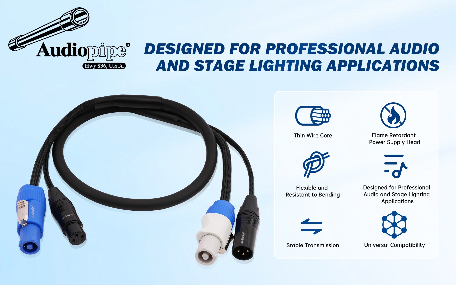 6Ft DMX Extension Cable with Power and XLR Connectors - Professional Lighting Equipment for Stage, DJ, and Theater (EX PWC DMX 6)