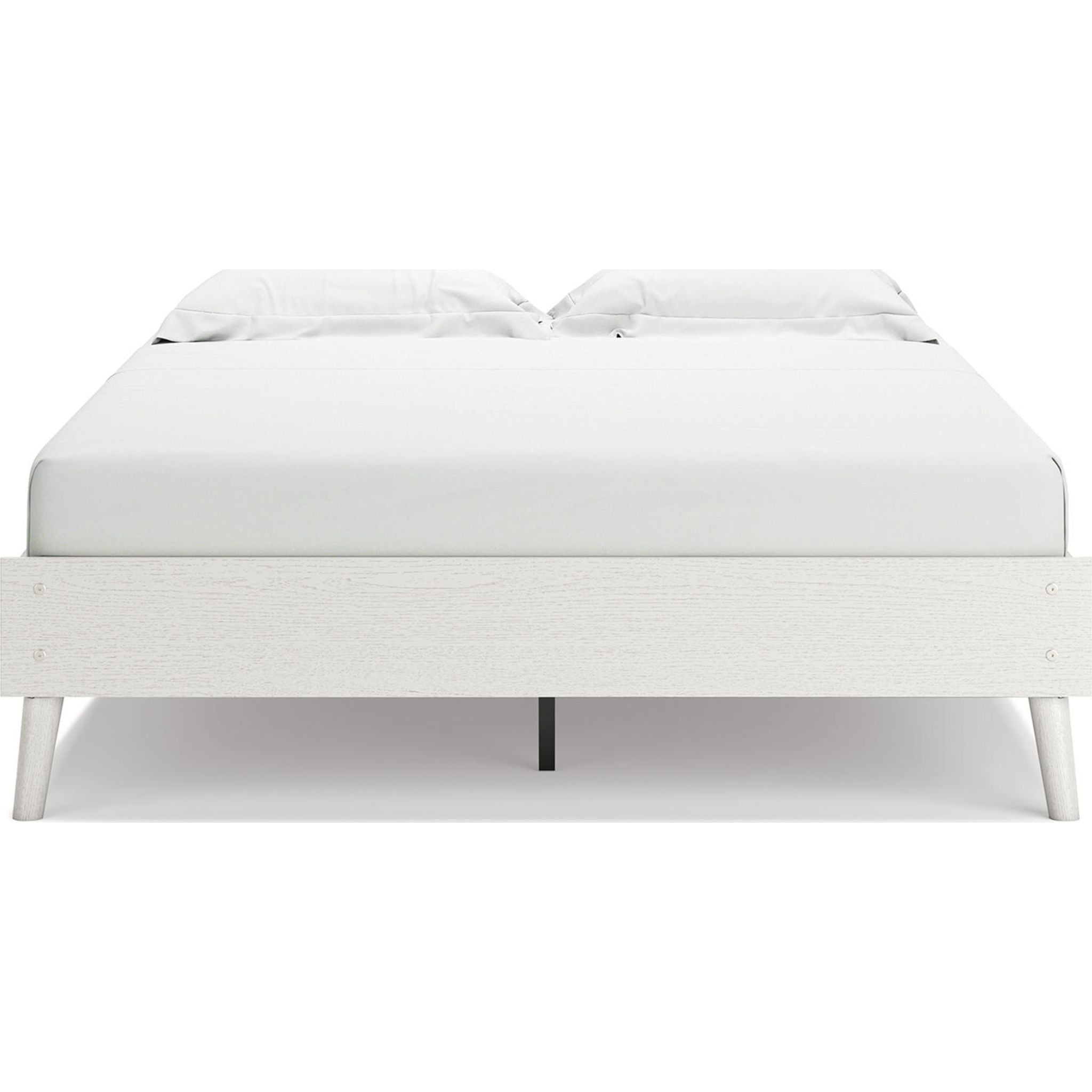Aprilyn Queen Platform Bed Frame - White Wooden Modern Minimalist Bed with Sturdy Slats - Perfect for Bedroom, Guest Room & Small Spaces