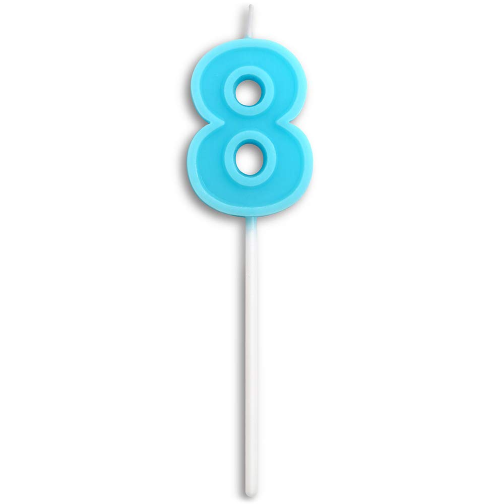 Happy Birthday Number 8 Candles - Blue Dollet Cake Topper for Birthday Party Decorations | Perfect for Birthday Cakes, Cupcakes & Party Decor