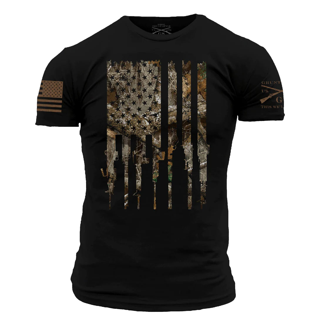 Realtree Edge® Camo Rifle Flag T-Shirt for Men - Black - Hunting, Shooting Range & Outdoor Activities