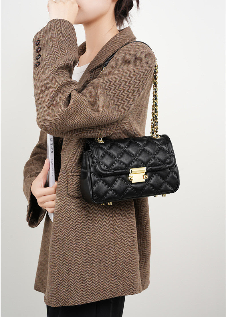 Quilted Leather Crossbody Bag with Chain Strap - Stylish & Durable for Women | Perfect for Parties, Dating & Daily Use