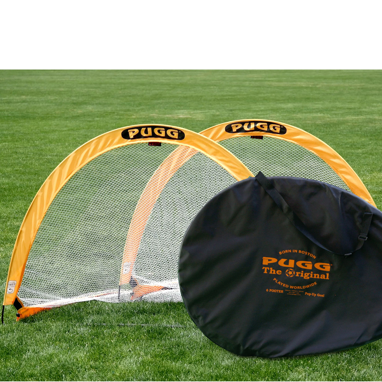 Pugg 6 ft Pop Up Soccer Goals (2 Pack with Carry Bag) - Perfect for Backyard, Training, and Youth Soccer Practice
