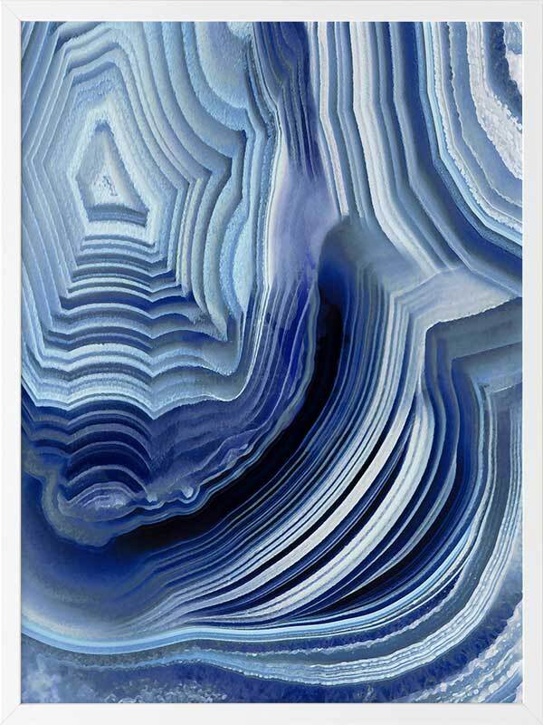 Indigo Agate Framed Art Print - Stunning Blue Crystal Wall Decor for Living Room, Bedroom & Office
