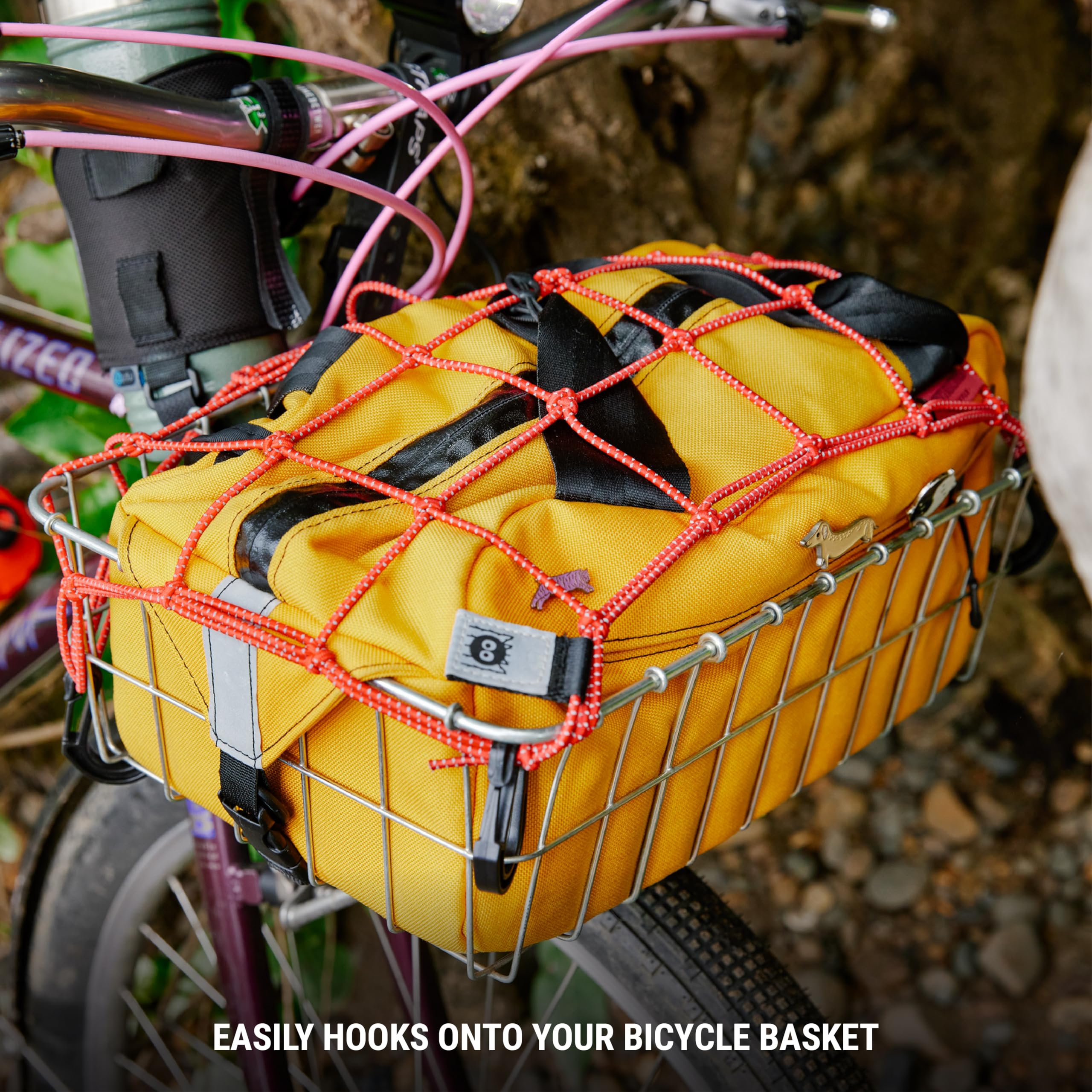 Portland Design Works Cargo Web - Reflective Expandable Bungee Net with Hooks for Bike Storage | Secure Bicycle Accessories | Perfect for Commuting, Groceries & Outdoor Adventures