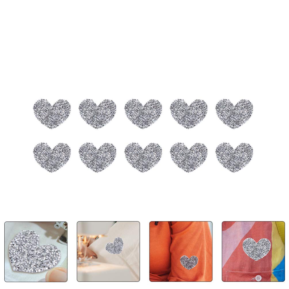 EXCEART 10pcs Heart-Shaped Rhinestone Patches - Hot Fix Diamond Adhesive Sew-on Badges for DIY Clothing, Jackets, Resin Crafts - Perfect for Embellishing Denim, Bags, and Accessories