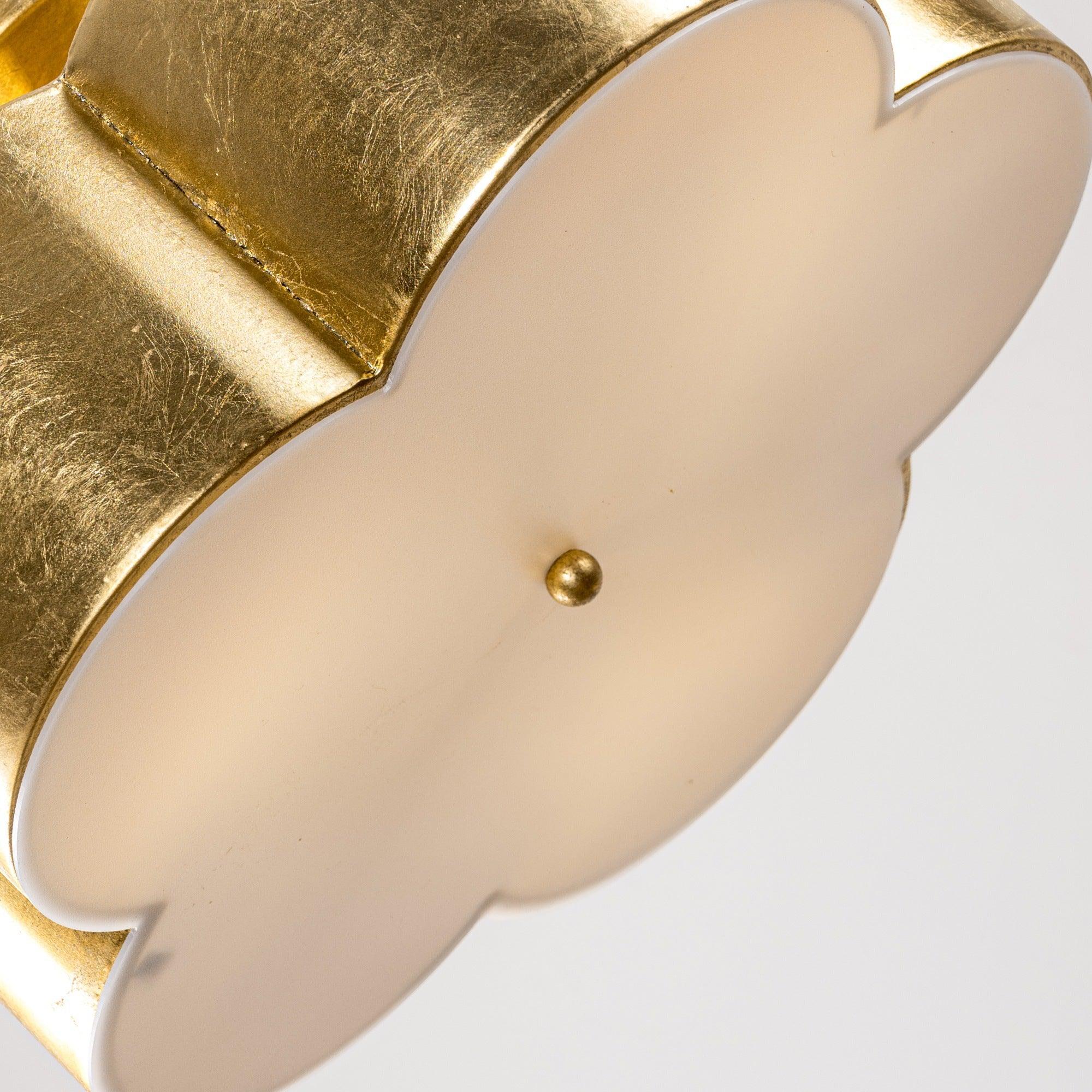 Modern Golden Semi Flush Mount Ceiling Light Fixture - 3 Lights for Bedroom, Dining Room, Living Room & Hallway Lighting