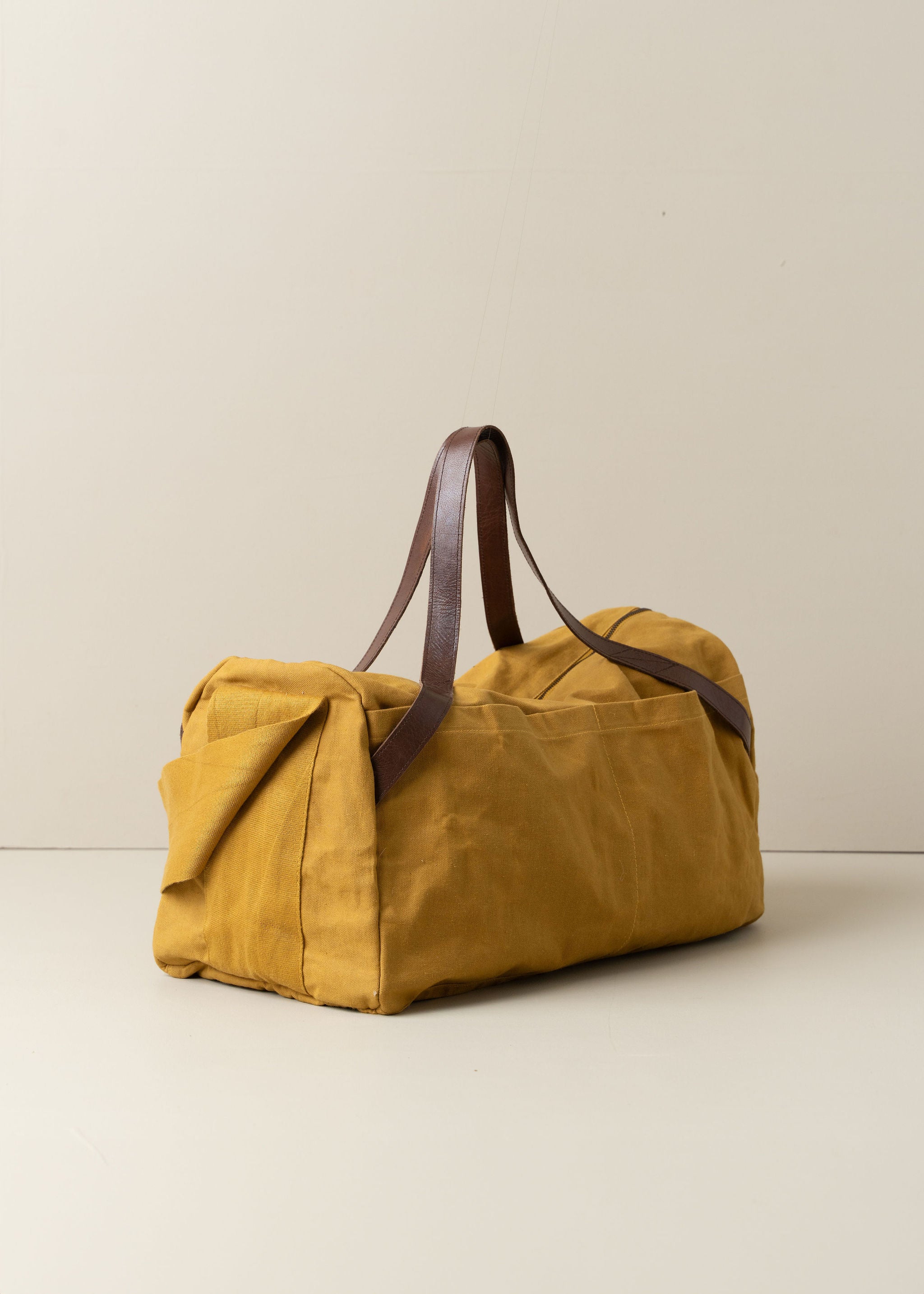 Journey Duffle Canvas Bag - Mustard Yellow Travel Duffel for Gym, Weekend Trips & Outdoor Adventures | Durable Cotton Tote with Shoulder Strap