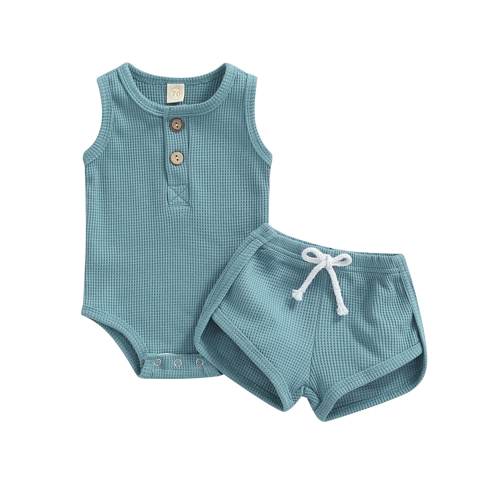 TwoPumpkin Neutral Baby Boy Clothes - Soft Waffle Knit Sweatshirt & Pants Set for Newborns & Toddlers | Cute Gender-Neutral Outfit for Playdates, Photo Shoots & Everyday Wear