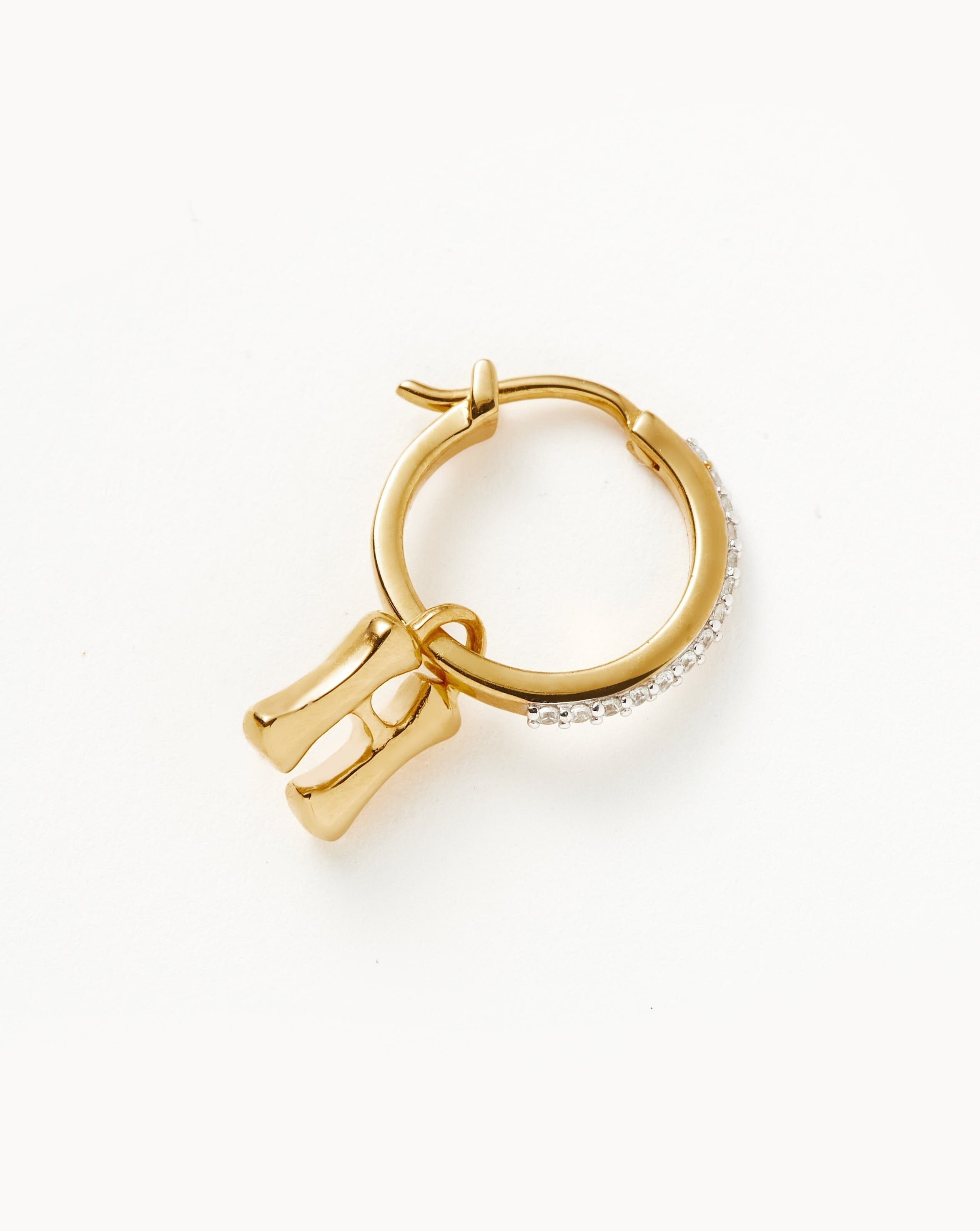 Personalized Initial Single Charm Hoop Earrings - 18k Gold Vermeil | Monogram Letter Jewelry for Women | Gift for Her, Birthday, Anniversary, Valentine's Day