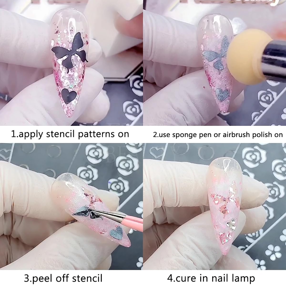 3D Heart Star Nail Stickers - Self-Adhesive Nail Art Decals for DIY Manicure & Salon Use