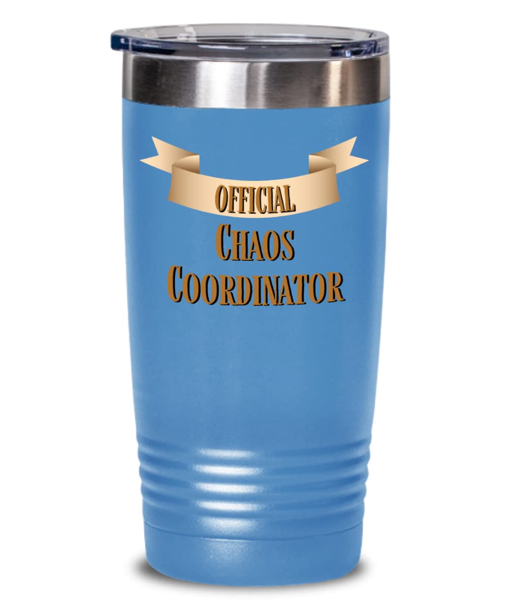 Chaos Coordinator Tumbler - 20oz Insulated Stainless Steel Travel Mug with Lid - Funny Office Gift for Women - Perfect for Coffee, Tea & Work Commutes