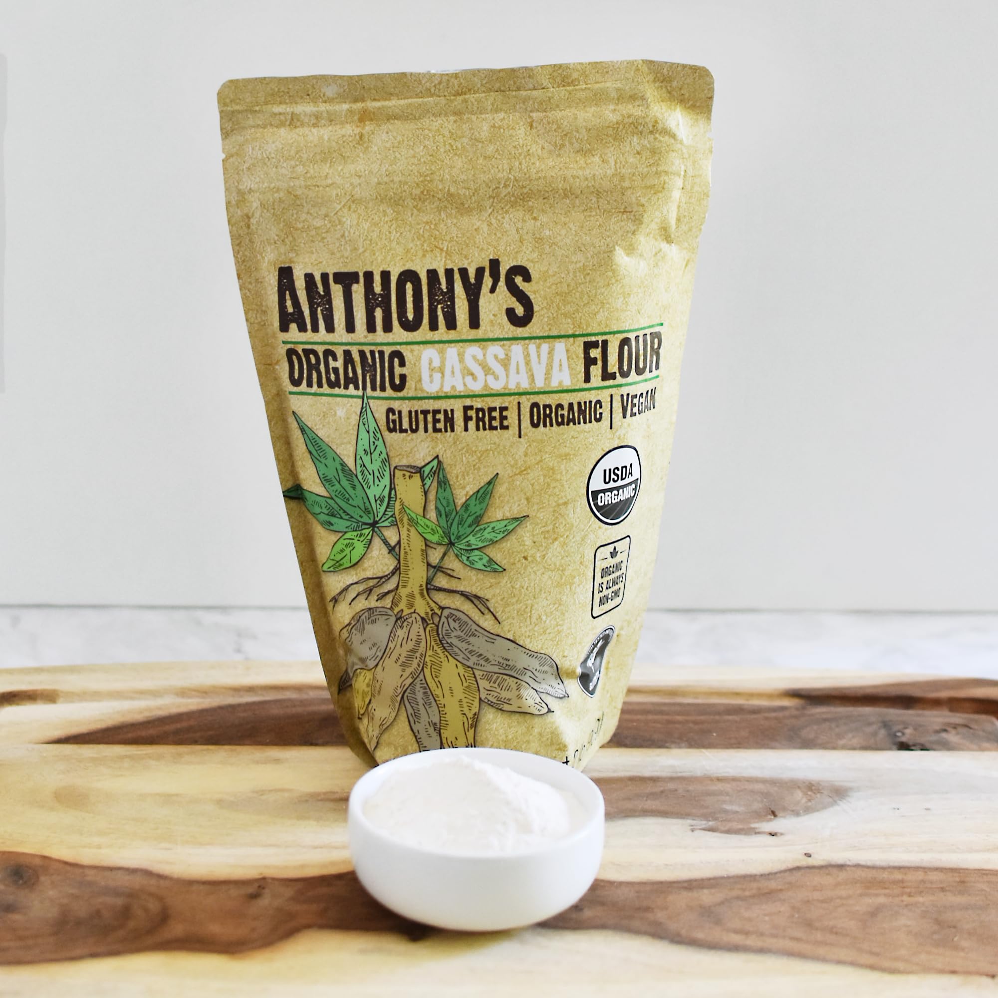 Anthony's Organic Cassava Flour 2 lb - Gluten Free, Vegan, Non-GMO, Batch Tested - Perfect for Baking, Cooking & Paleo/Keto Recipes