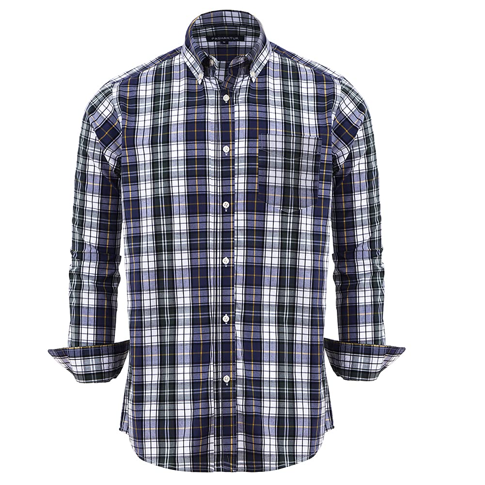 Premium Cotton Regular Fit Men's Long Sleeve Button Down Shirt - Comfortable Business Casual Wear for Office, Dating & Everyday Outfits