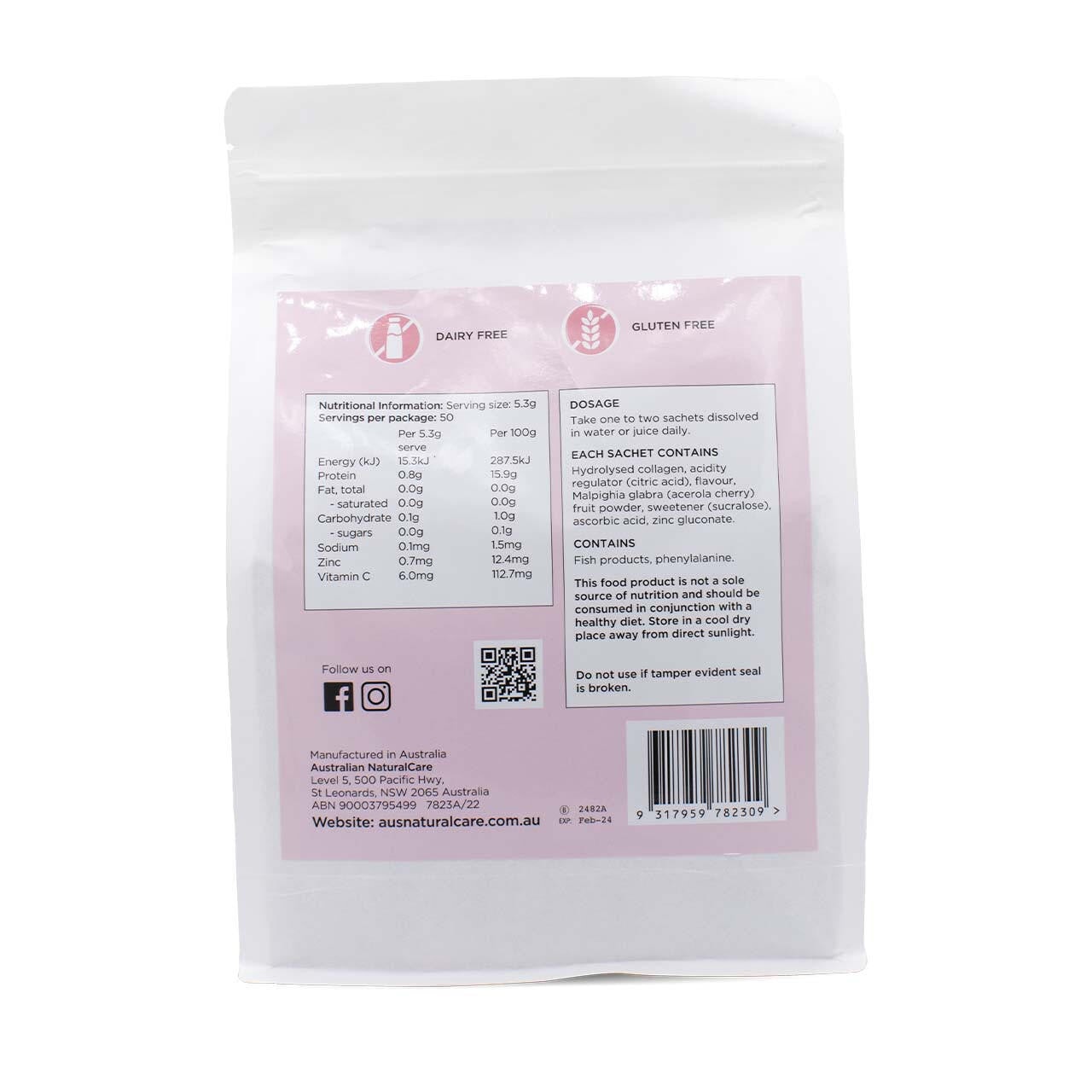 Australian Natural Care Marine Collagen Ultra Cranberry 50 Sachets - Premium Collagen Supplement for Skin & Joint Health - Perfect for Daily Beauty Routine & Wellness Support