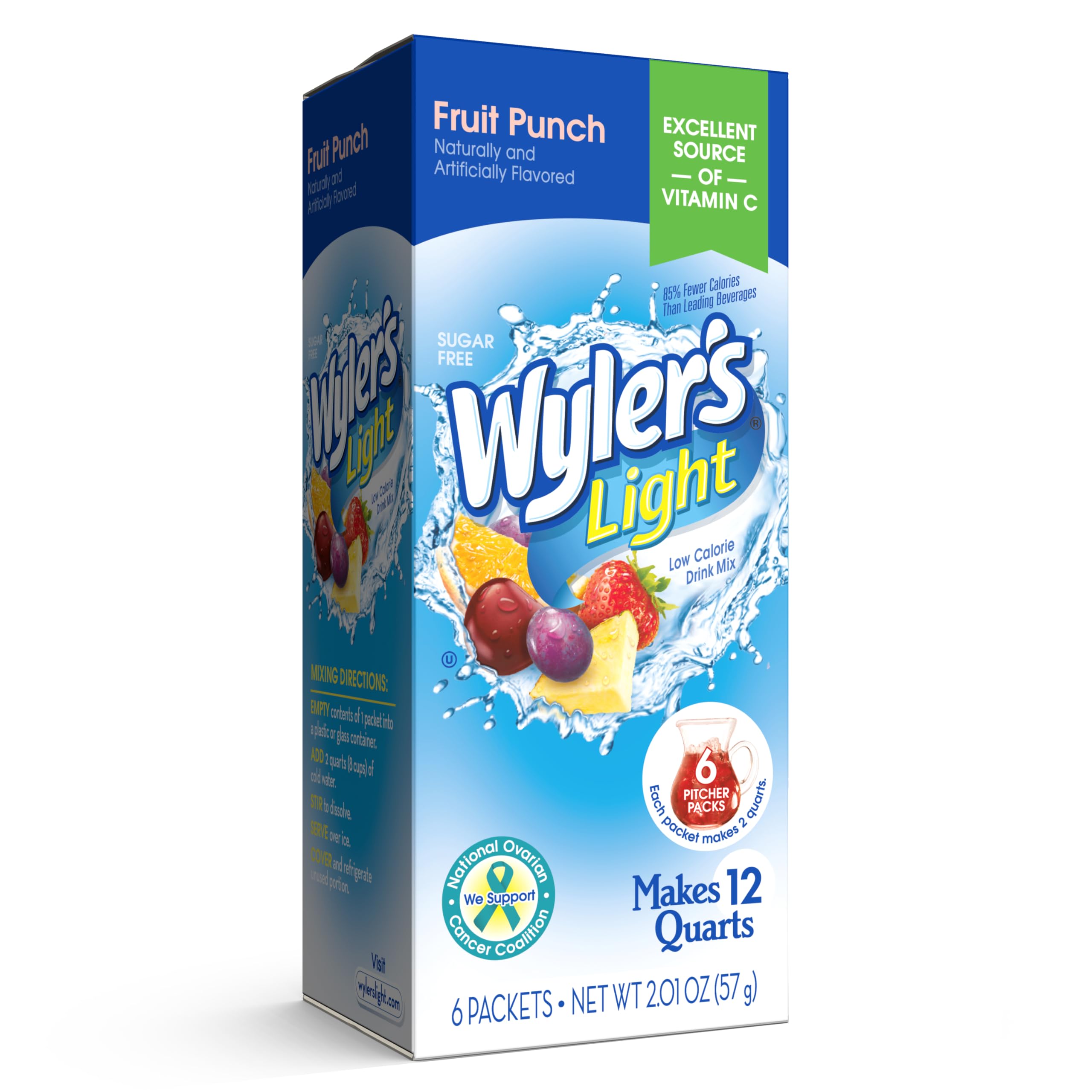 Wyler's Light Fruit Punch Water Drink Mix - 6 Pitcher Packets | Refreshing Sugar-Free Beverage for Hydration, Parties & Outdoor Activities