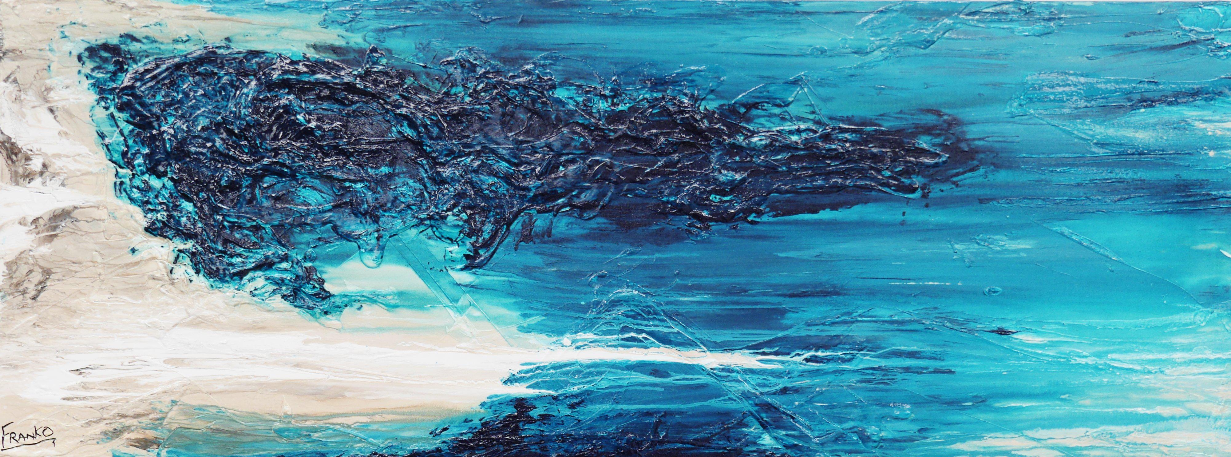 Abstract Turquoise Wall Art - Modern Home Decor for Living Room, Bedroom & Office | Handmade Canvas Painting