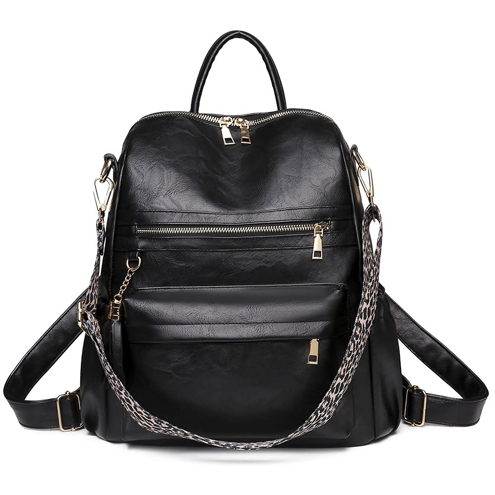Stylish Women's PU Leather Convertible Backpack Purse - Multipurpose Travel Bag, Shoulder Bag & Satchel Handbag for Work, School & Daily Use