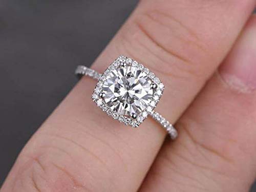 1.50 Carat Halo Moissanite & Diamond Engagement Ring in 18k Gold Plating - Perfect for Proposals, Weddings & Anniversary Gifts