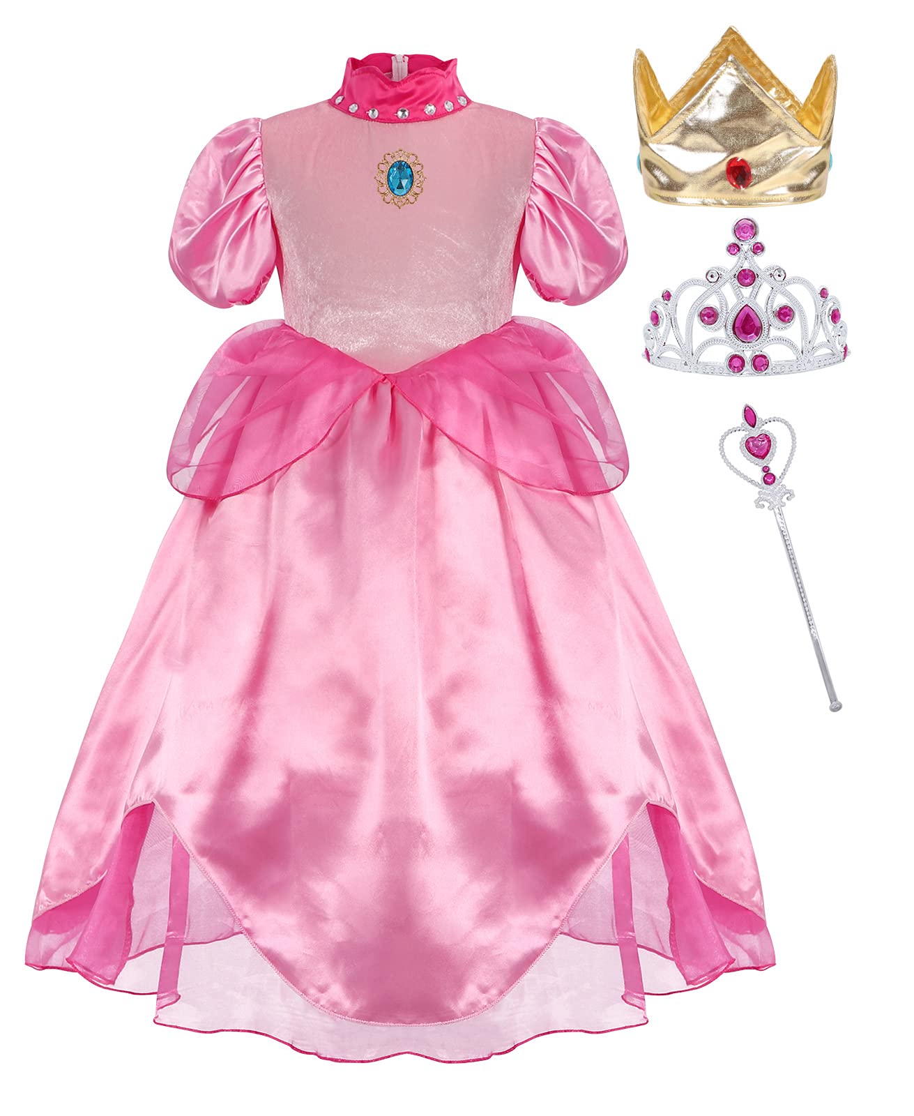 Princess Dresses for Girls | Peach Costume Toddler Dress | Cosplay Halloween Outfit | Pink Party Dress | Perfect for Birthday Parties, Halloween Costumes & Dress-Up Play