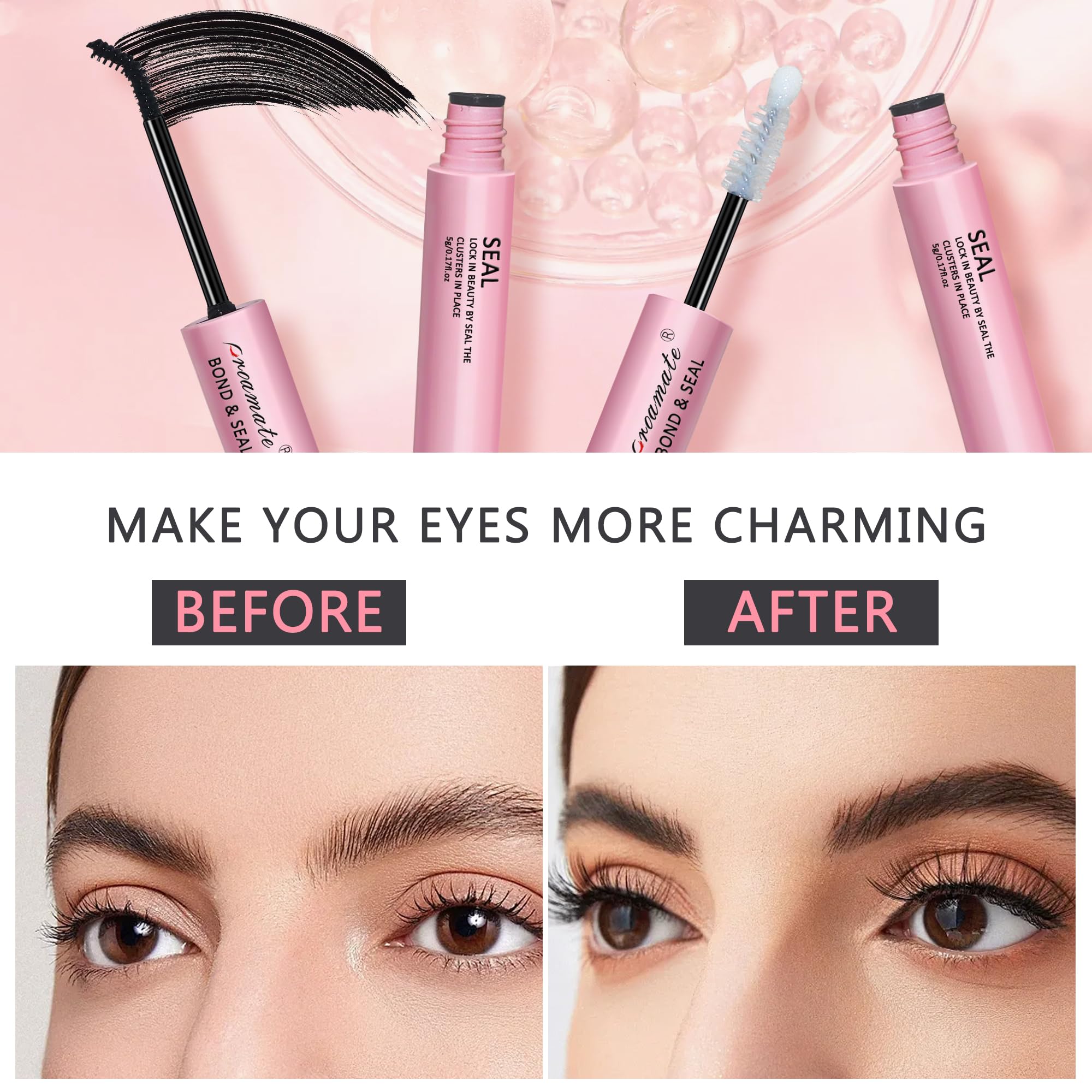Best Latex-Free Waterproof Eyelash Glue - Super Strong Hold Cluster Lash Adhesive for Extensions | Long-Lasting, Safe & Gentle Formula | Perfect for Daily Wear, Special Occasions & Professional Use
