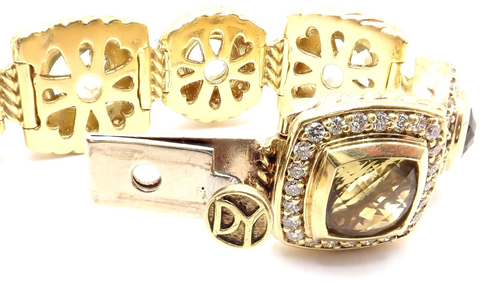 David Yurman Albion 18K Yellow Gold Diamond & Lemon Citrine Link Bracelet for Women - Luxury Jewelry Gift for Anniversary, Birthday & Special Occasions