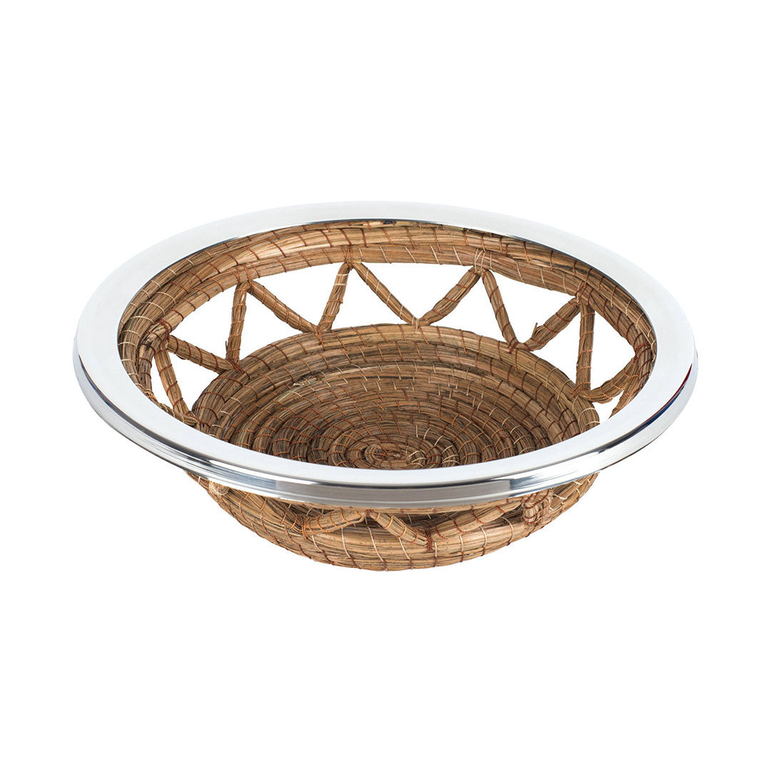 Handwoven Pine Needle Angled Basket - Small Open Braided Design for Home Decor, Storage & Gift Giving | Perfect for Organizing Jewelry, Keys & Trinkets