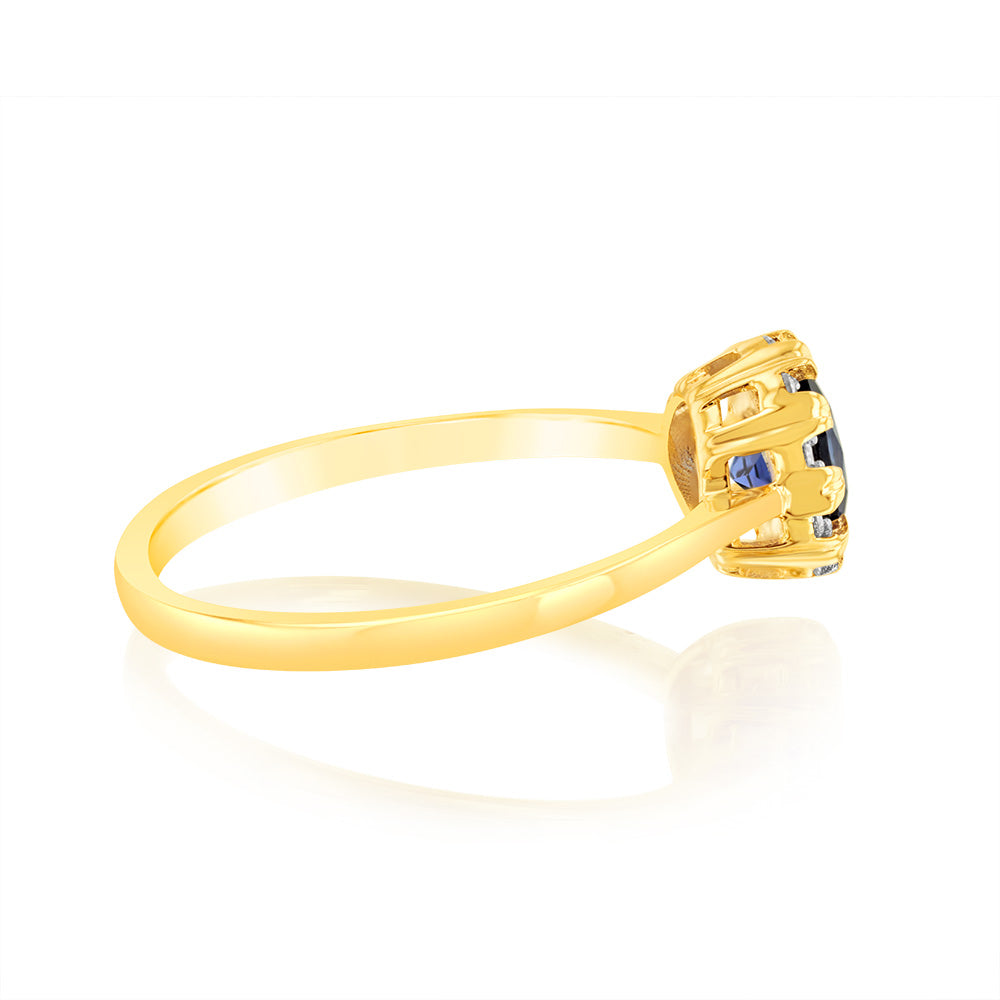 1 Carat Lab-Created Sapphire & Diamond Engagement Ring in 9K Yellow Gold - Perfect for Proposals, Anniversaries & Special Occasions