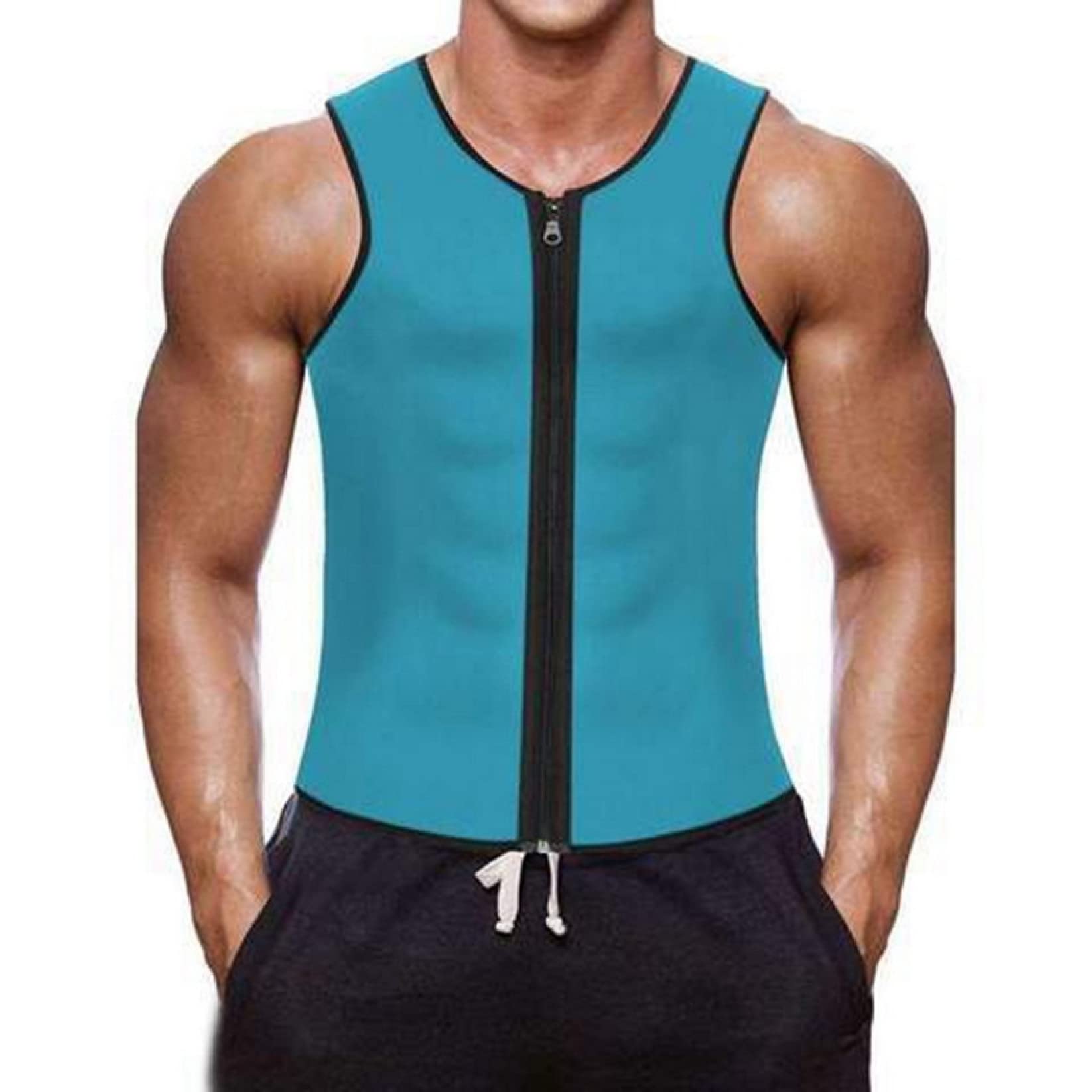 EBRICON Men's Body Shaper Vest - Waist Trainer & Sauna Belt for Weight Loss, Workout & Sweat - Adjustable Zipper Shapewear for Tummy Control - Perfect for Gym, Running & Daily Wear