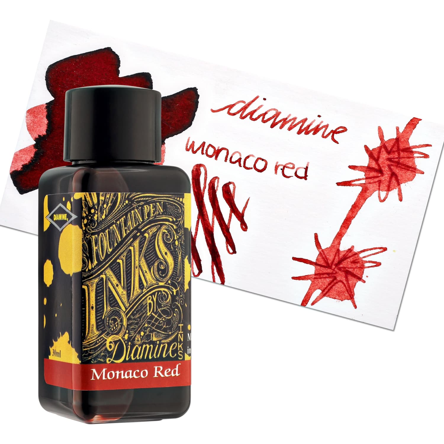 Premium Diamine Monaco Red Fountain Pen Ink Bottle & Cartridges - Vibrant Red Ink for Calligraphy, Journaling & Letter Writing