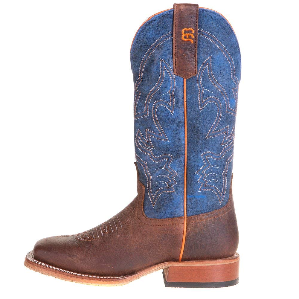 Anderson Bean Kids Western Boots - Genuine Bison Leather with Blue Mad Dog Top - Brown Cowboy Boots for Boys & Girls - Perfect for Rodeo, Horse Riding & Country Fashion