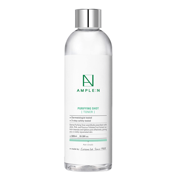 AMPLE:N Purifying Shot Toner 600ml - Hydrating Facial Mist for Glowing Skin | Korean Skincare for Dry & Sensitive Skin | Perfect for Daily Use & Travel Skincare Routine