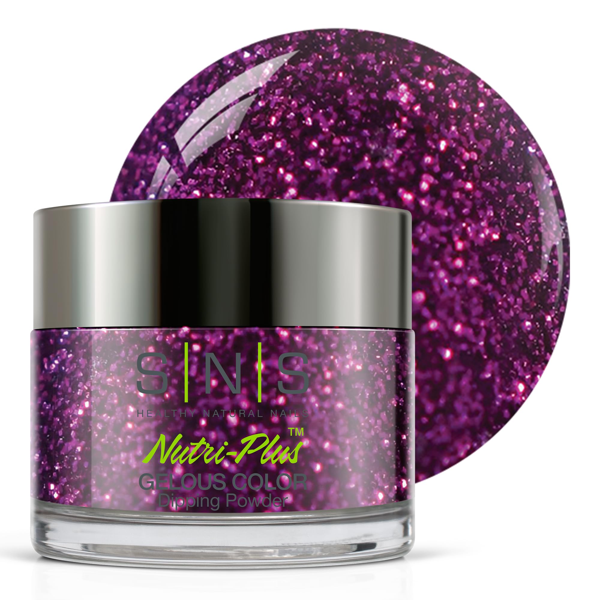 SNS Nail Dip Powder - Gelous Color Dipping Powder in Shennanigans (Purple/Magenta Glitter) - 1oz Long-Lasting Dip Nail Polish Lasts 14 Days - Low Odor, No UV Lamp Required - Perfect for Manicures, Pedicures & Nail Art Designs