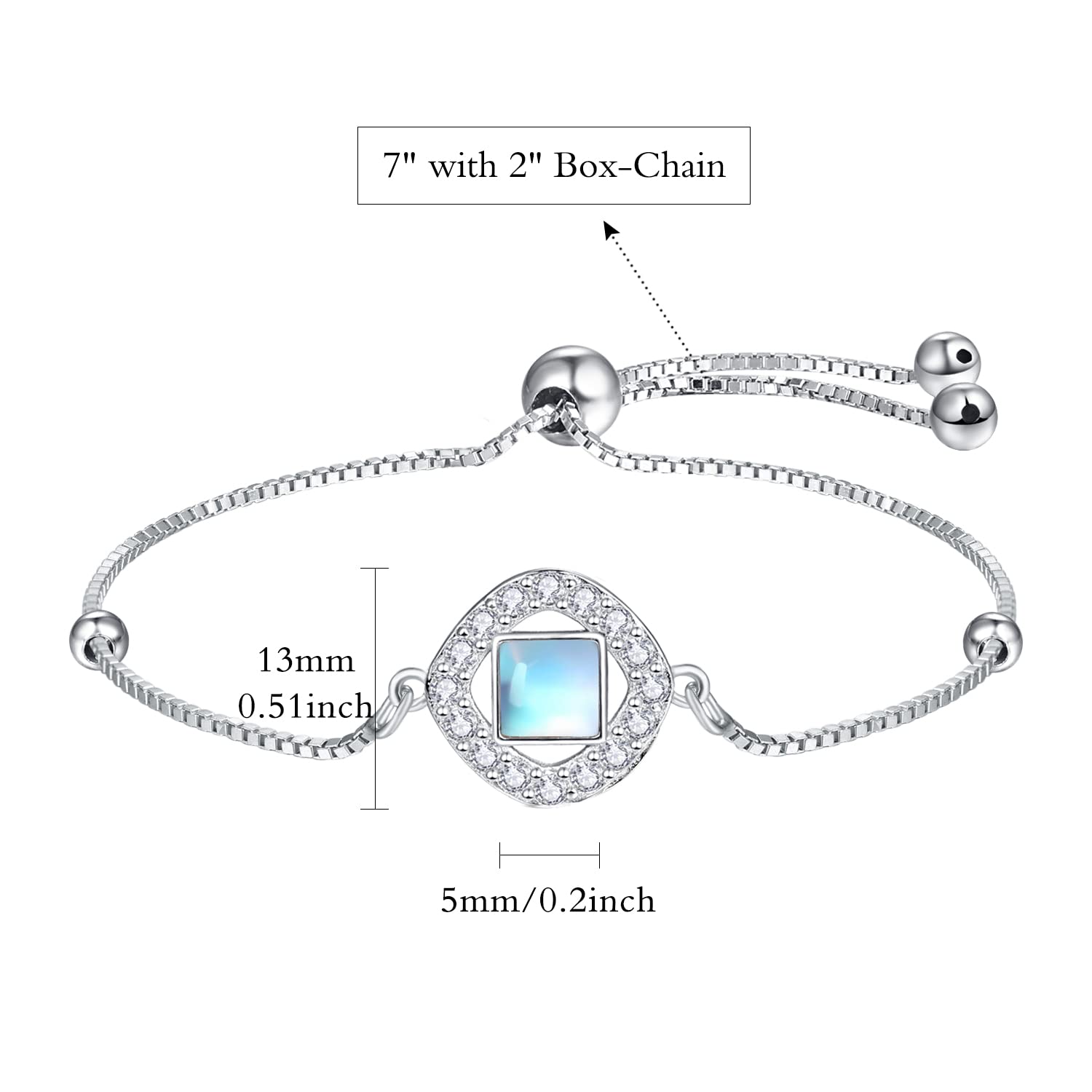 TANGPOET Moonstone Bracelet Sterling Silver - Dainty Jewelry for Women, Mom & Grandma | Elegant Birthday Gift for Her | Perfect for Everyday Wear, Special Occasions & Spiritual Healing