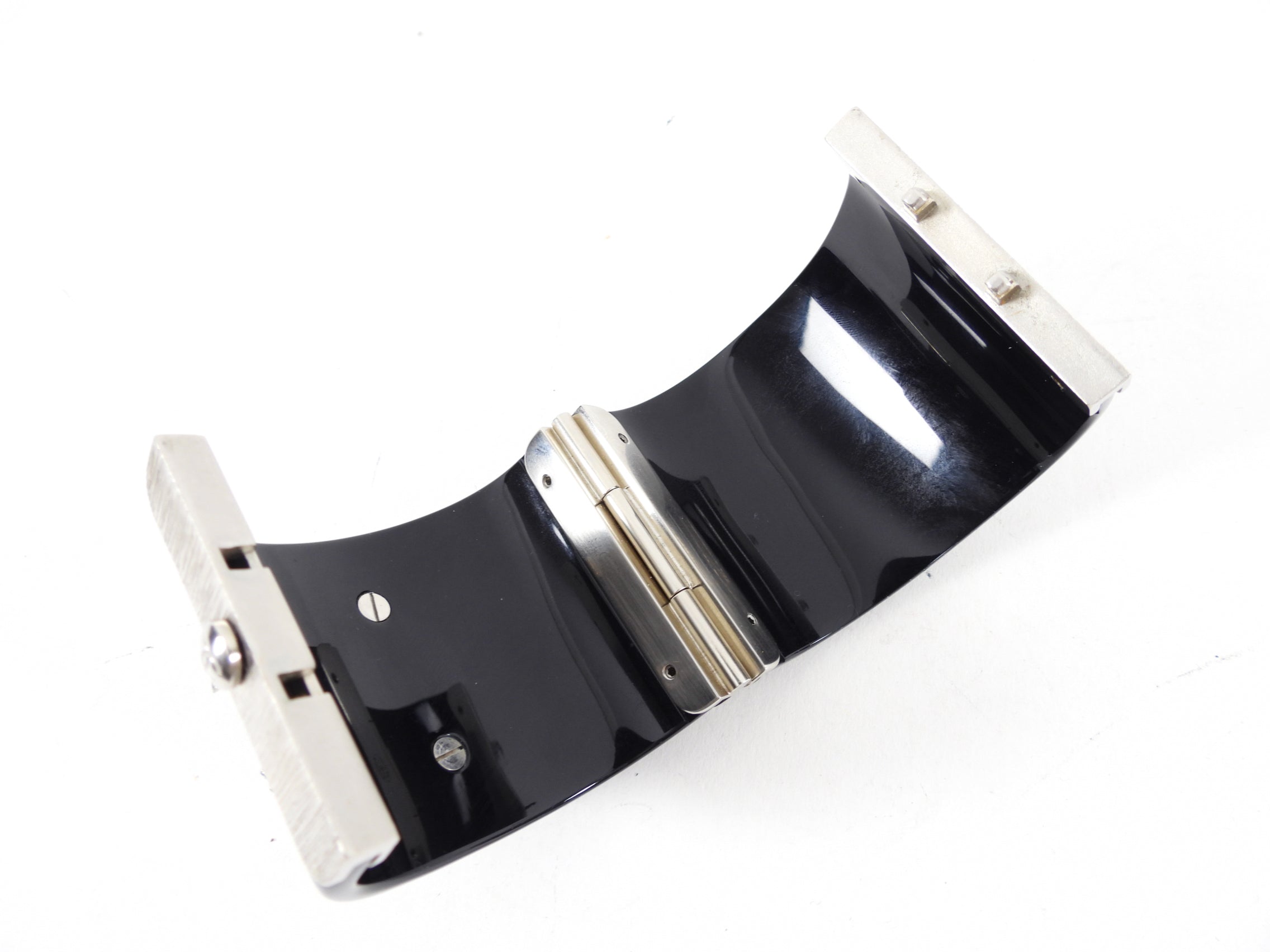 Chanel 15B Black Resin Hinged Cuff Bracelet with Silver-Tone Strass CC Logo - Luxury Fashion Jewelry for Women, Perfect for Evening Parties & Special Occasions