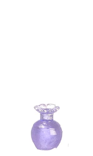 Purple Flower Top Glass Bottles - Miniature Doll House Decor for DIY Crafts, Fairy Gardens & Home Decor