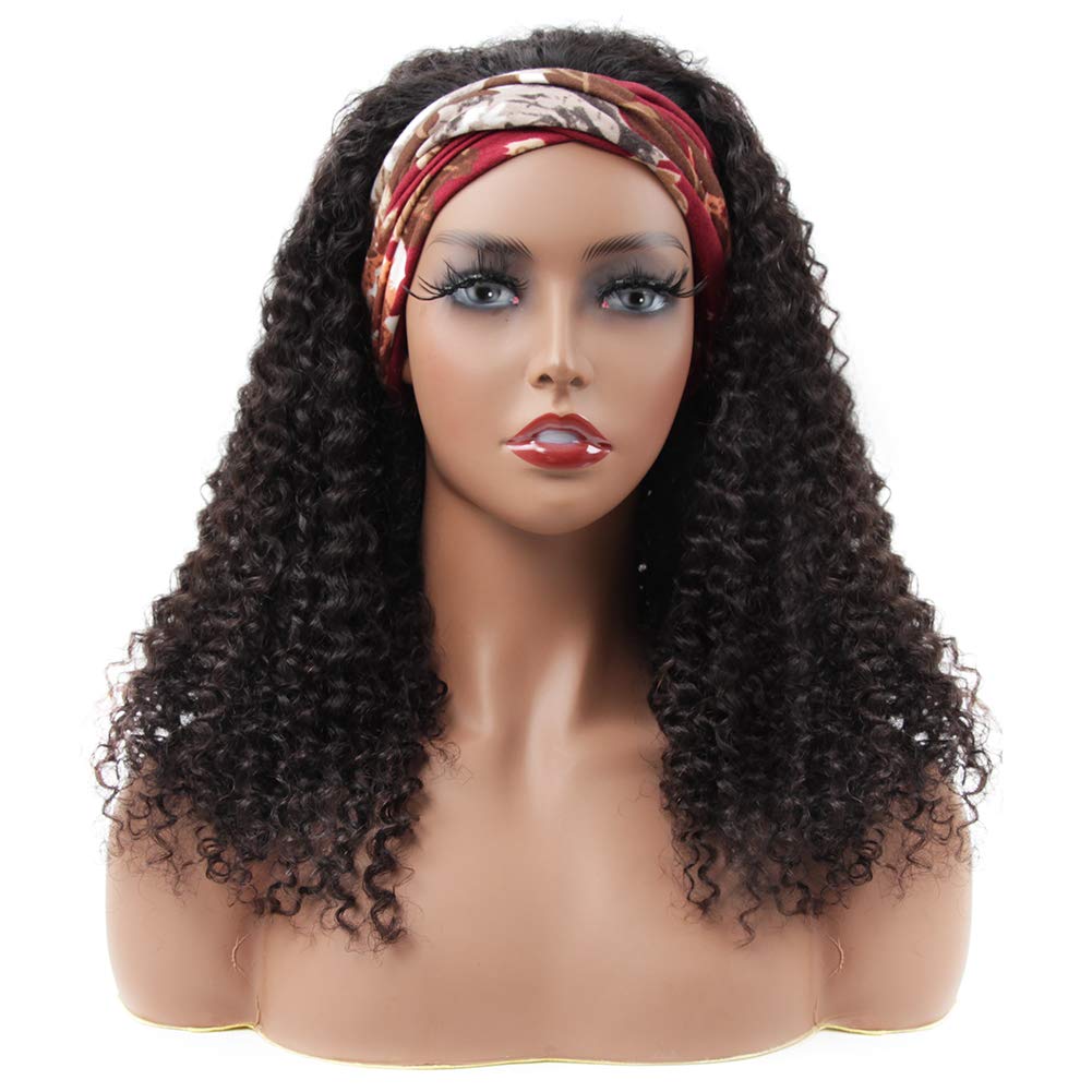 ISEE Headband Wig - 26 Inch Kinky Curly Human Hair Wigs for Black Women | Glueless No Lace Front | 180% Density | Perfect for Daily Wear, Parties & Protective Styling
