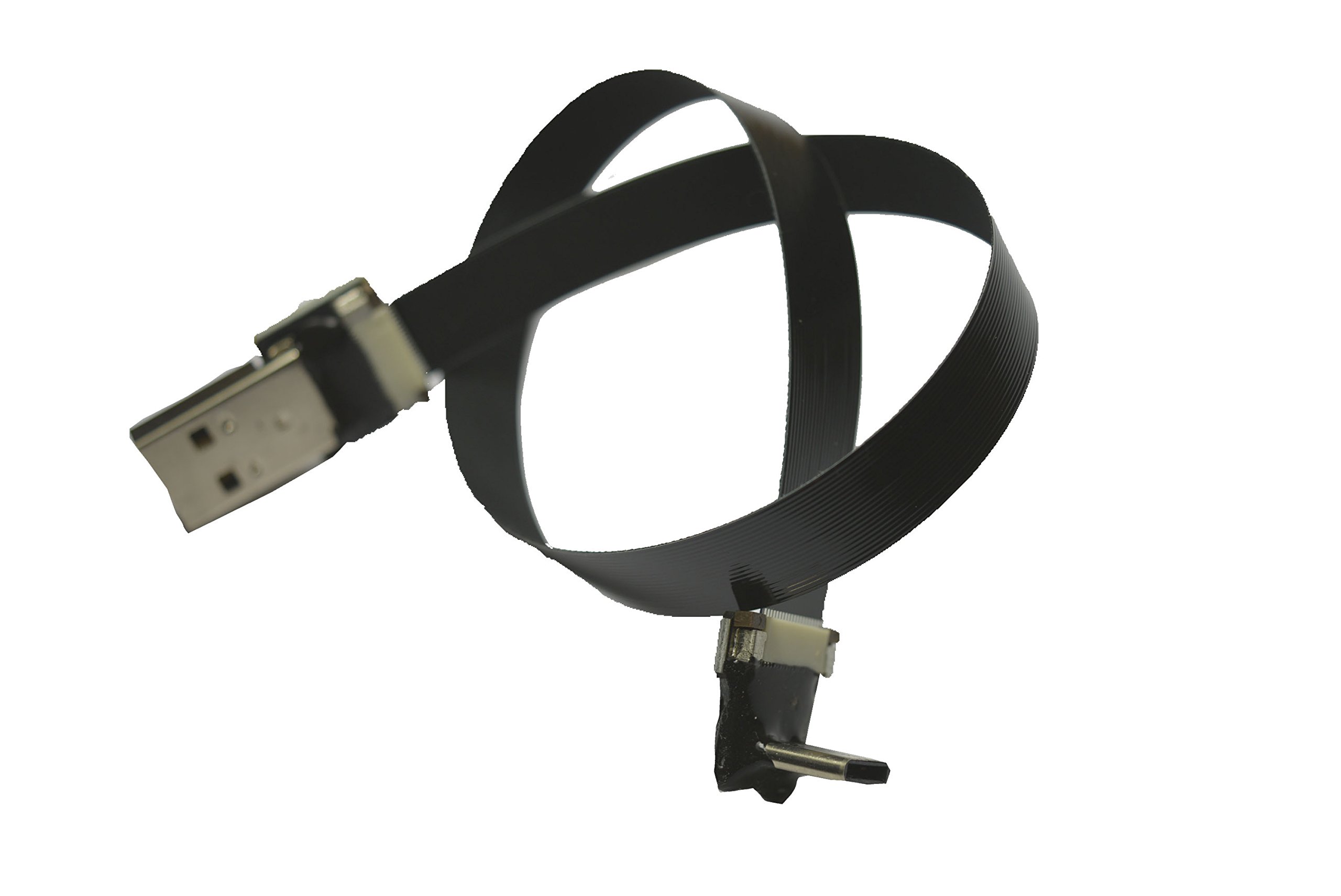 Black FFC USB C FPV Flat Slim Thin Ribbon FPC Cable - 40CM USB Type-C 90 Degree to Standard USB A for Fast Sync & Charging - Perfect for Drones, RC Models, and Mobile Devices