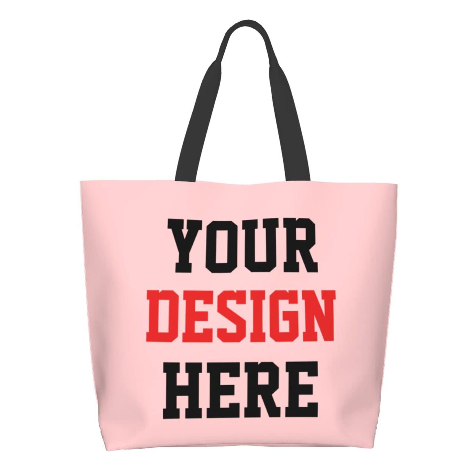 Custom Printed Tote Bags with Logo - Personalized Team Text & Picture Shoulder Bag for Women - Travel, Business, Shopping & Teacher Gifts - Eco-Friendly Reusable Grocery Bag