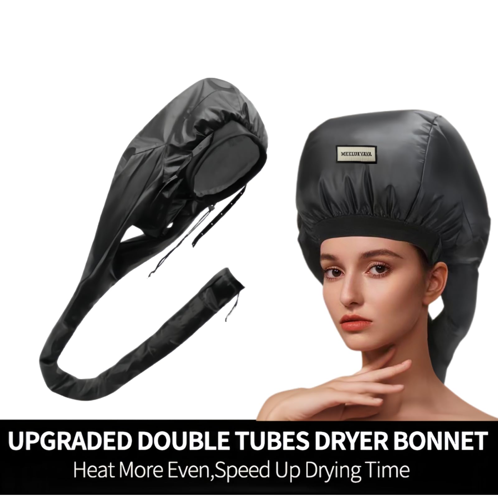 **Upgraded Bonnet Hair Dryer for Curly Hair - Double Tube Even Heat Distribution, Portable Diffuser Cap for Women, Deep Conditioning at Home | Perfect for Salon-Quality Styling & Natural Hair Care**