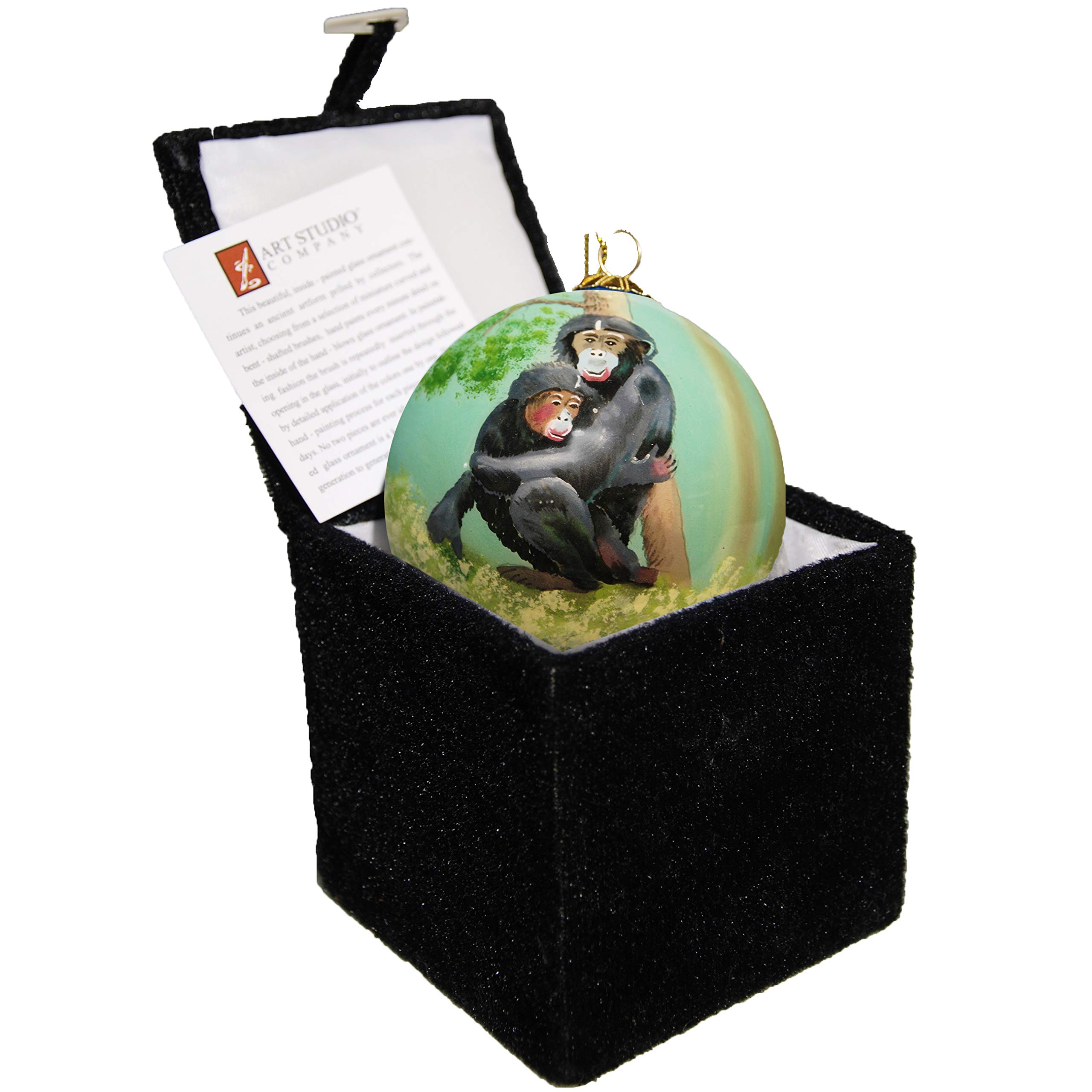 Handmade Blown Glass Christmas Tree Ornament - Festive Monkey Design with Gift Box - Perfect for Holiday Decorations, Gifts & Collectibles