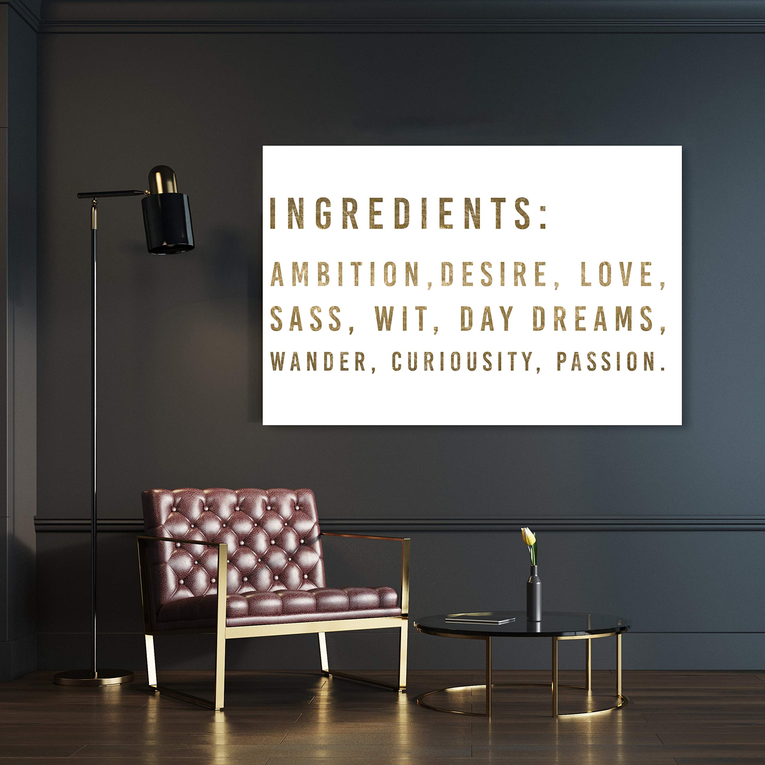Oliver Gal Artist Co. Success & Entrepreneurial Wall Art Canvas Print - 45x30 Inches Metallic Gold & White Home Decor - Perfect for Office, Living Room & Motivational Space