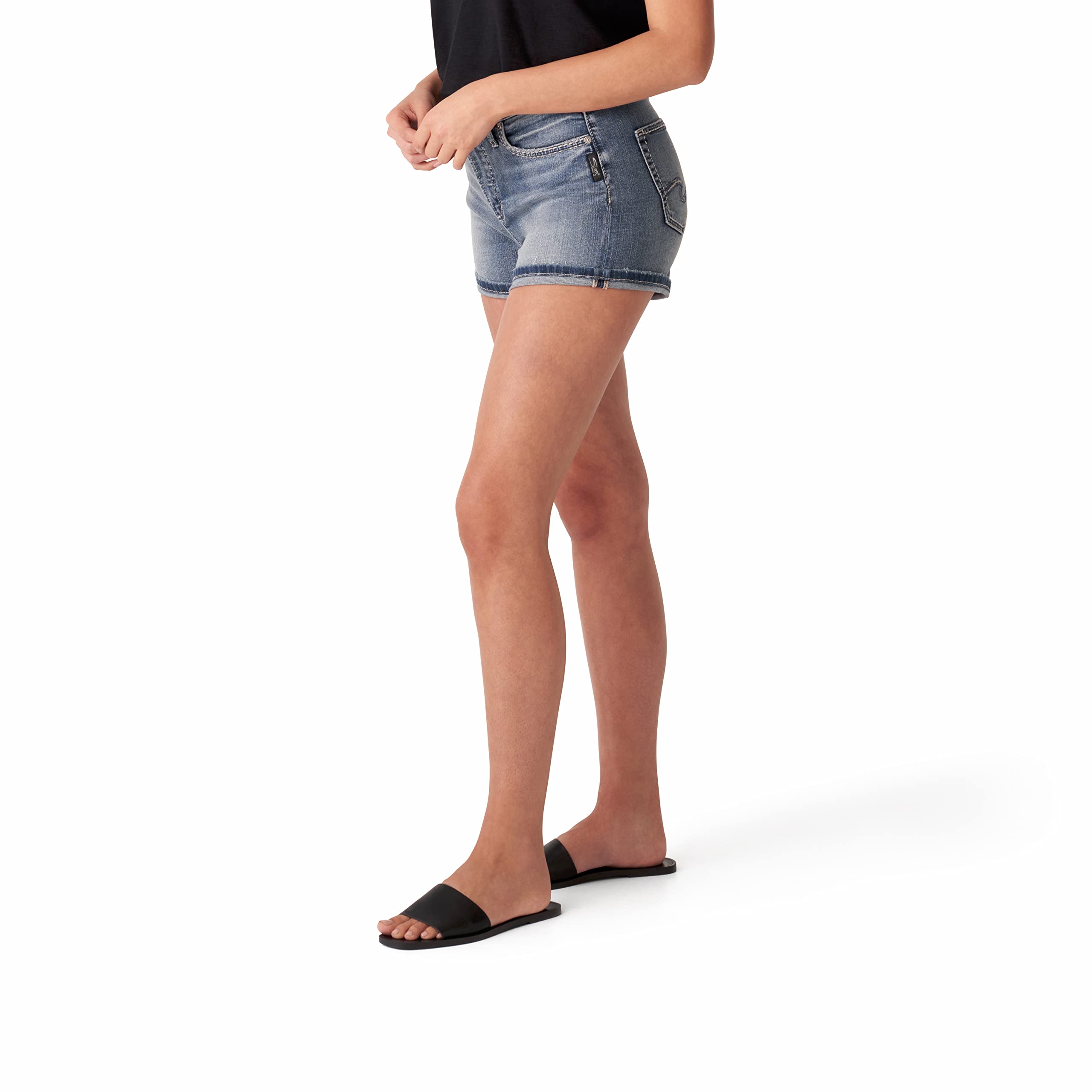 Silver Jeans Co. Women's Avery High Rise Curvy Fit Short - Stretch Denim Shorts for Women, Comfortable Summer Fashion, Perfect for Casual Outings & Beach Vacations