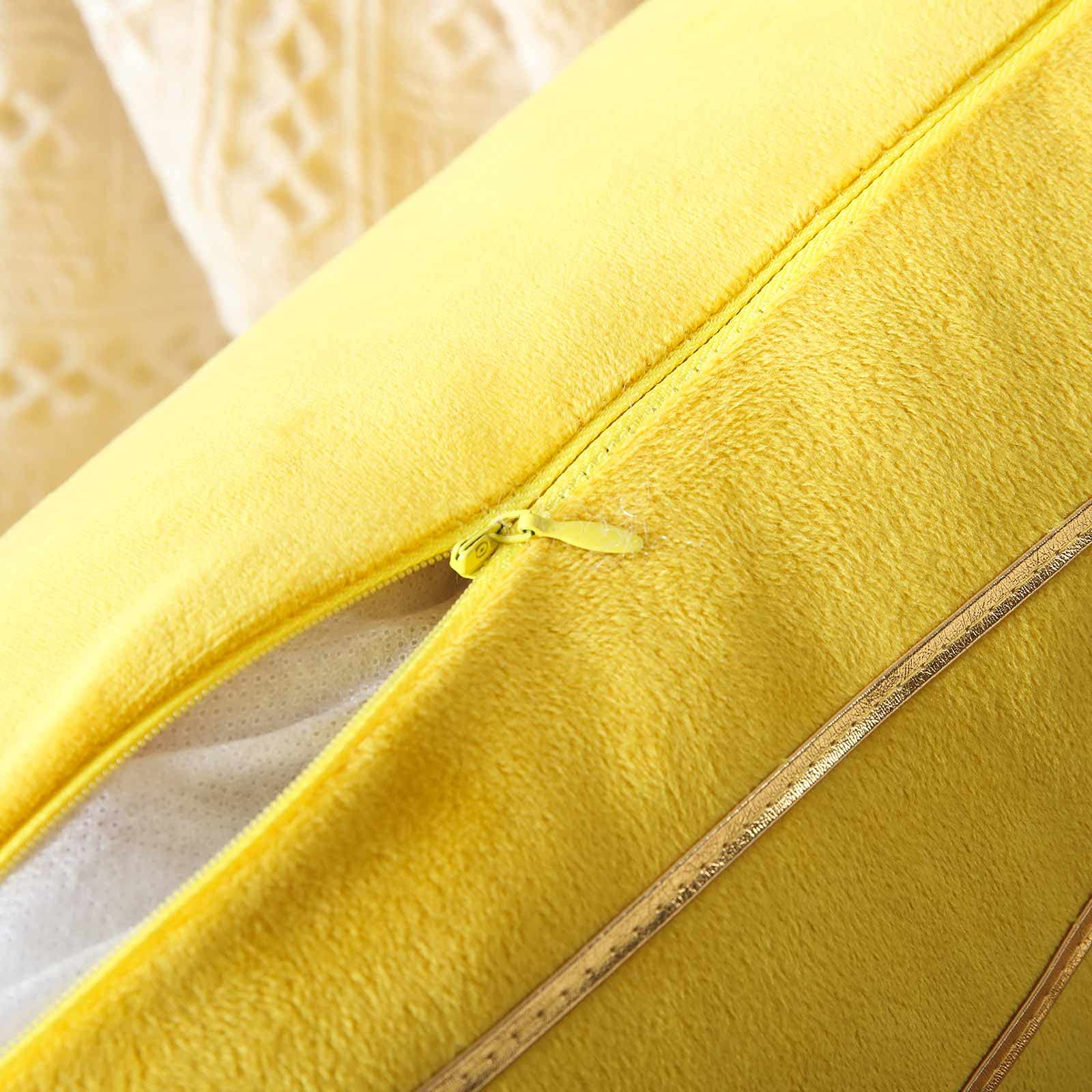 WACOMECO 2 Pack Soft Velvet Throw Pillow Covers 18x18 Inch - Decorative Cushion Covers for Sofa, Bedroom, Living Room & Car - Yellow & Gold - Perfect for Home Decor, Cozy Comfort & Gift Giving