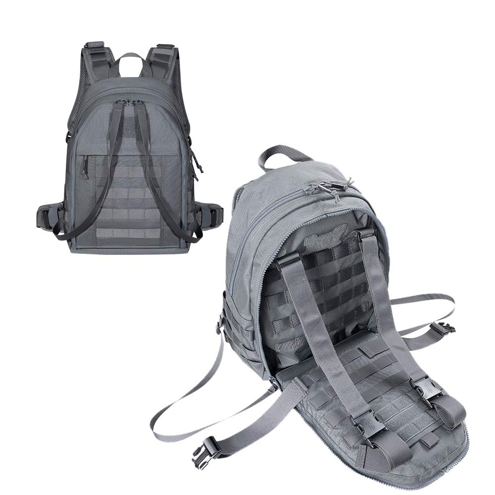 Military Tactical Backpack with Detachable Design - Converts to Outdoor Vest | Durable Grey Rucksack for Hiking, Camping & Airsoft | EXCELLENT ELITE SPANKER Tactical Gear