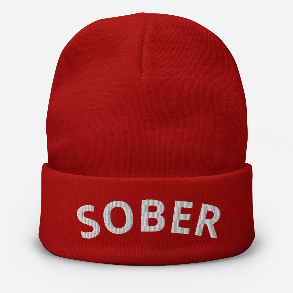 SOBER Embroidered Beanie - White Thread - Multiple Color Options for Men & Women - Perfect for Winter, Streetwear & Casual Outfits