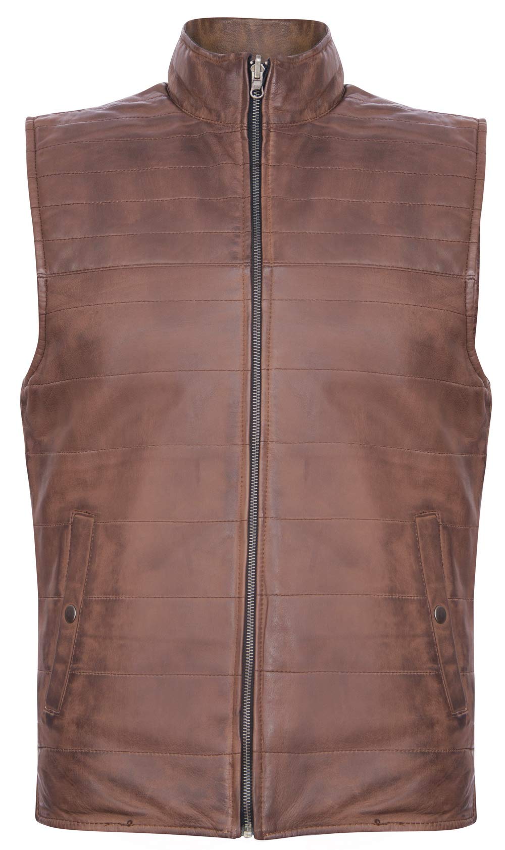 Men's Reversible Leather Puffer Vest - Black/Brown Quilted Waistcoat Gilet for Winter Warmth | Outdoor Activities & Casual Wear