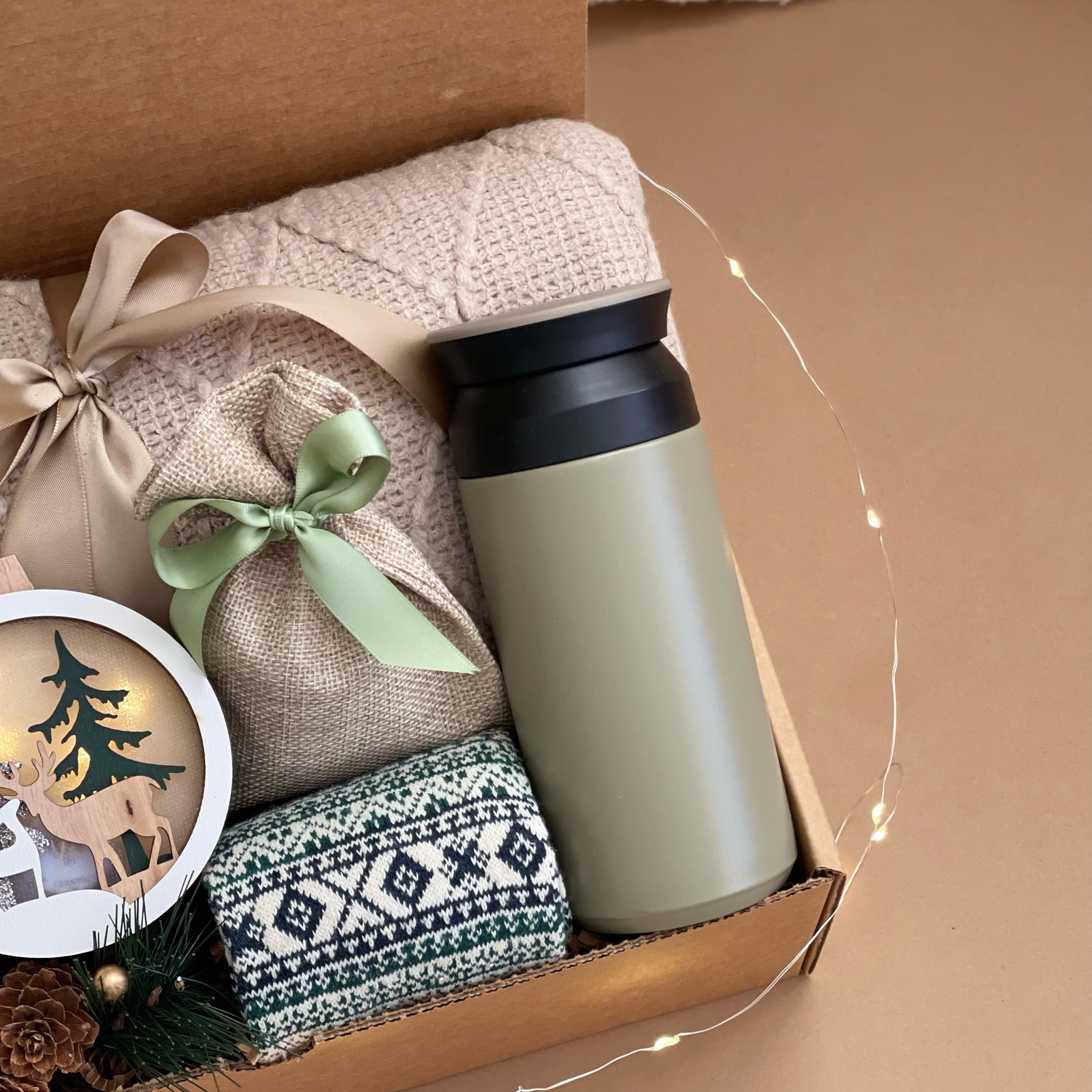 Evergreen Nordic Holiday Care Package - Soft Blanket, Insulated Tumbler, Gourmet Treats & Cozy Essentials Gift Set | Perfect for Christmas Gifts, Winter Comfort & Hygge Home Decor